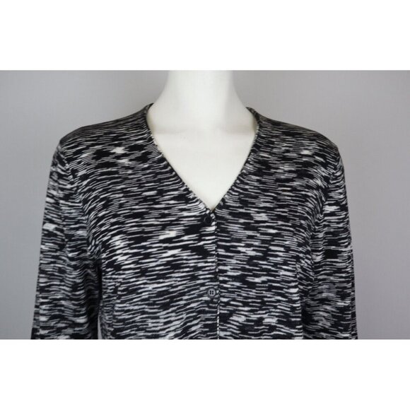 JONES NEW YORK - WOMEN'S BLACK & WHITE CARDIGAN SWEATER - SIZE PM - Picture 3 of 6